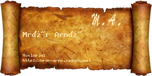 Mrár Arnó névjegykártya